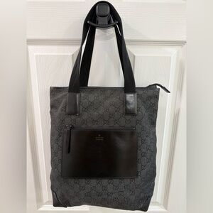 Gucci Gray and Black GG Canvas Tote Bag Authentic